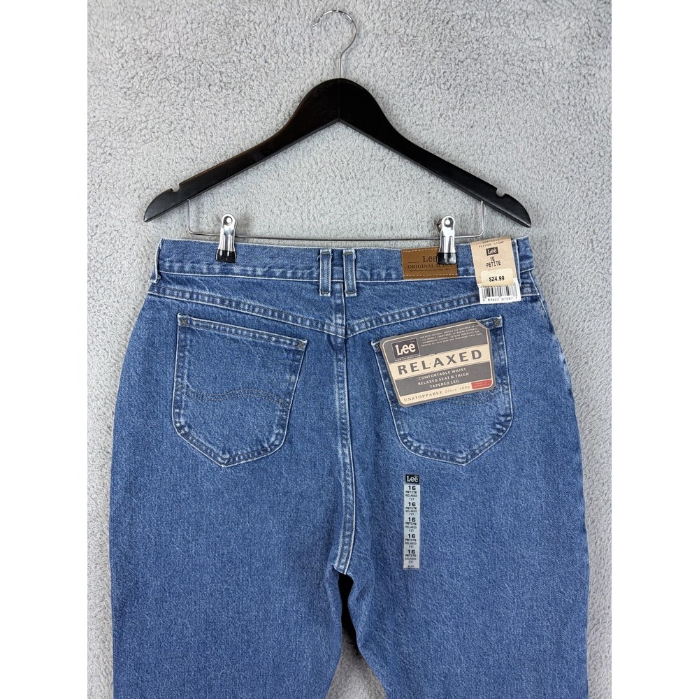 Lee Jeans Womens 16 Petite Blue Relaxed High Rise Tapered Pepper Stone Denim New